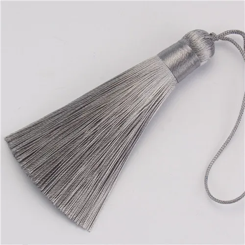 Gray Tassel Fringe 12 шт Ice шелк против морщин кисточки подвеска «сделай сам» Материал Цвет шнур пышные кисточки отделкой вечерние одежды шторы декоративные кисточкой - Цвет: Gray Tassel Fringe