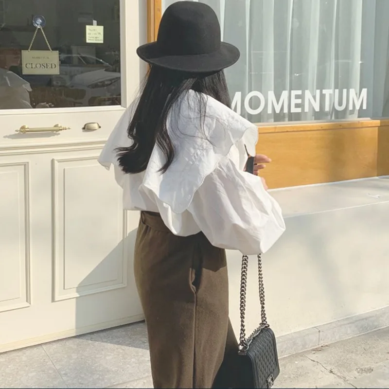 Женские блузки с отложным воротником Johnature повседневные однотонные белые в