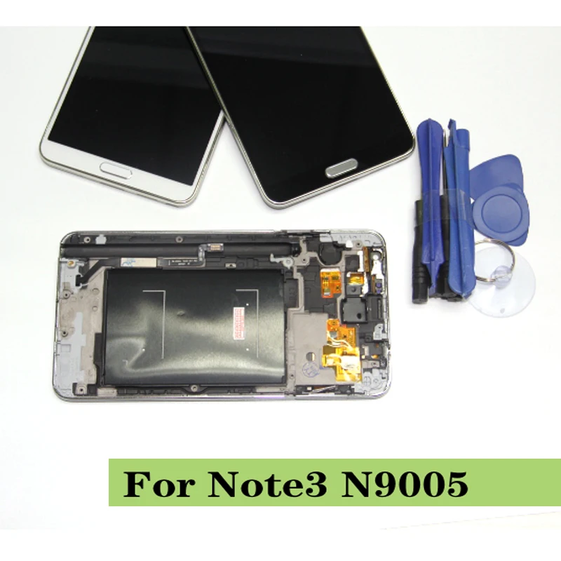 N9005 ЖК дисплей для Samsung Galaxy Note 3 + сенсорный экран дигитайзер с рамкой в сборе белый