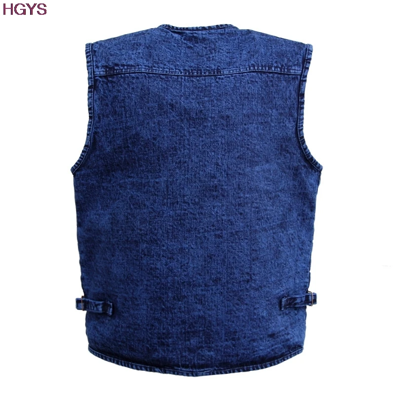 Джинсовый жилет для мужчин BOU джинсовый с карманами из чистого хлопка на весну и
