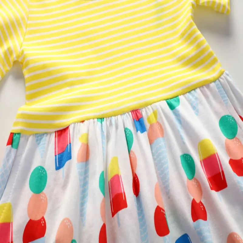 2019 New Girls ⟊sual dress Fashion Stylish Children Wear Summer Printed Cotton Children's striped short sleeve clothes 18N1126 |