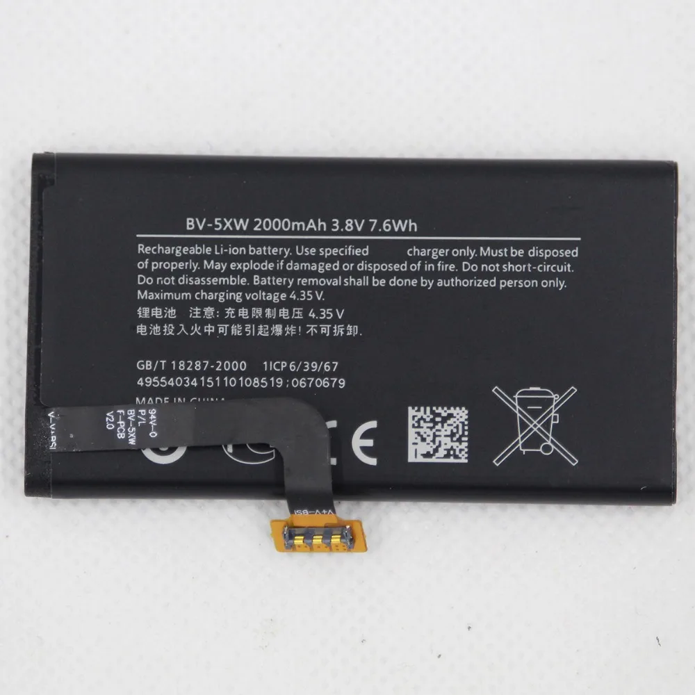 10pcs/lot BV-5XW Mobile Phone Replacement Battery For Nokia Lumia 1020 EOS BV 5XW 2000mAh Internal cellphone Battery