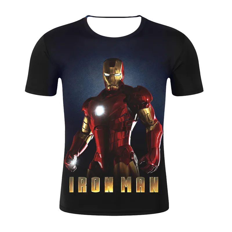 Летняя футболка с 3D принтом Ironman Мужская компрессионная коротким рукавом модная
