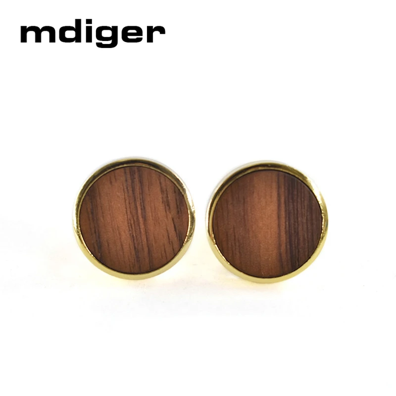 Mdiger запонки с деревянными элементами для мужчин круглой формы деревянные