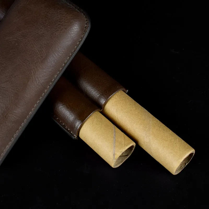 COHIBA сигары хьюмидор Кофе Цвет Кожа 2 трубки путешествия портсигар | Дом и сад
