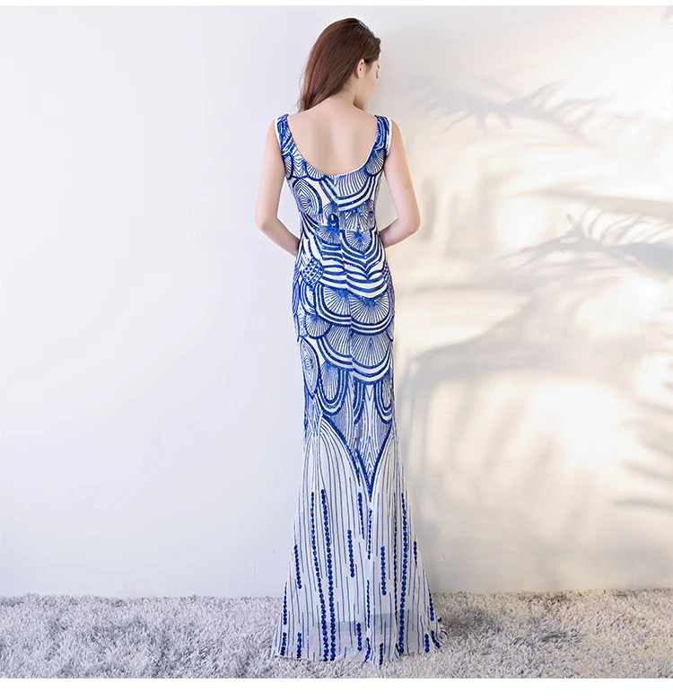 Ladybeauty Винтаж белое вечернее платье с v-образным вырезом, Prom Dress Mermaid официальная Вечеринка вечернее платье