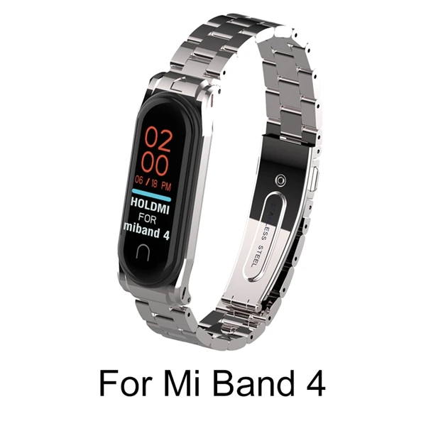 Hangrui металлический ремешок из нержавеющей стали для mi band 4 браслет для Xiaomi mi Band 3 ремешок на запястье mi band 4 металлические ремни - Цвет: Mi4 Silver Metal