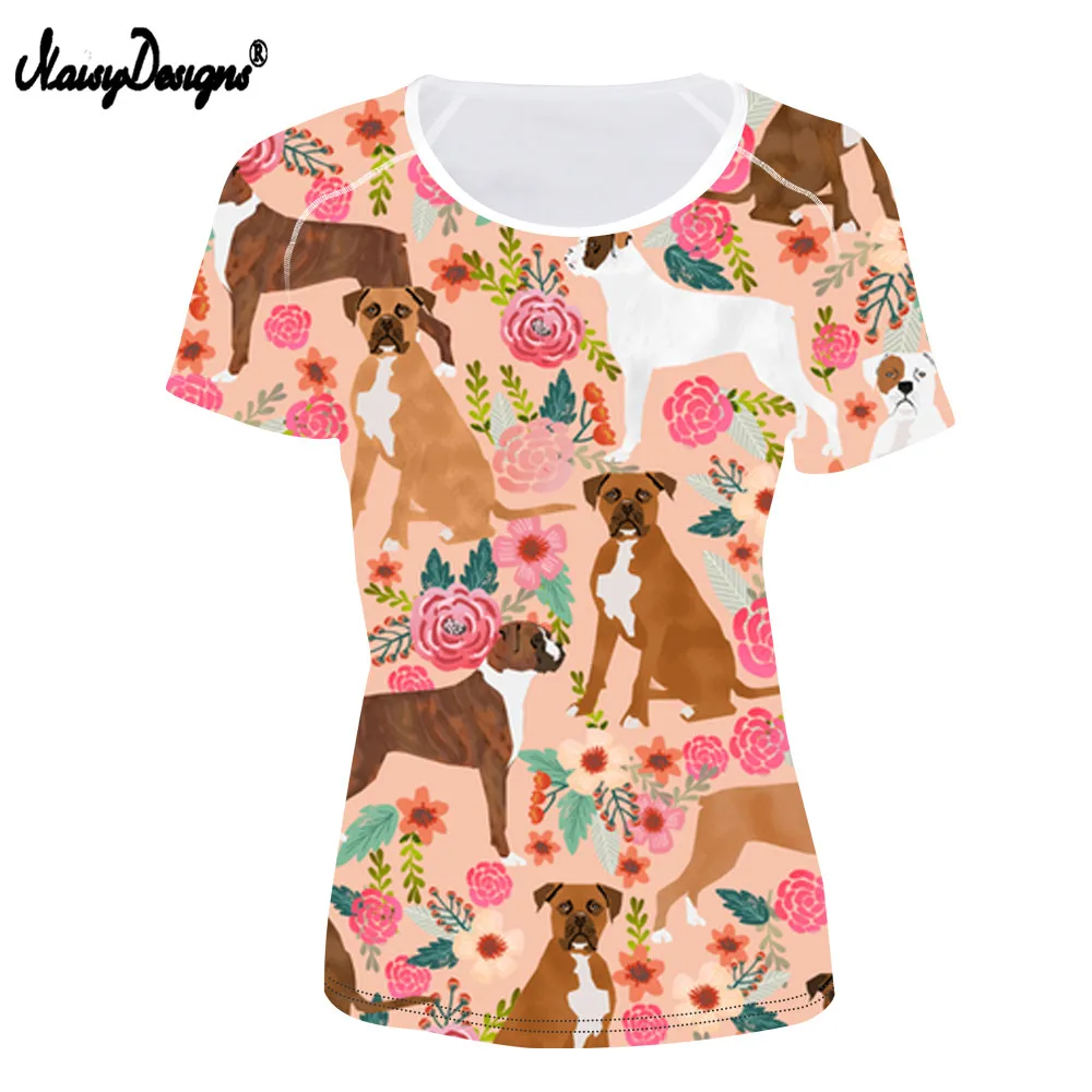 NoisyDesigns футболка для женщин боксеры с принтом собаки Kawaii топ Femme женская одежда
