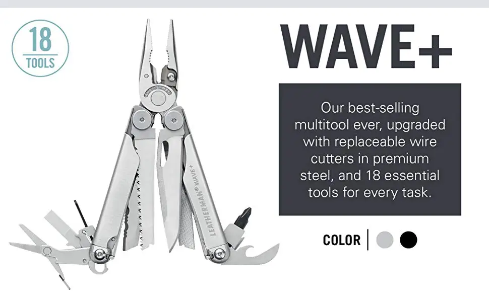 Мультитул LEATHERMAN-Wave Plus с высококачественными сменными кусачками и пружинными ножницами, нержавеющая сталь