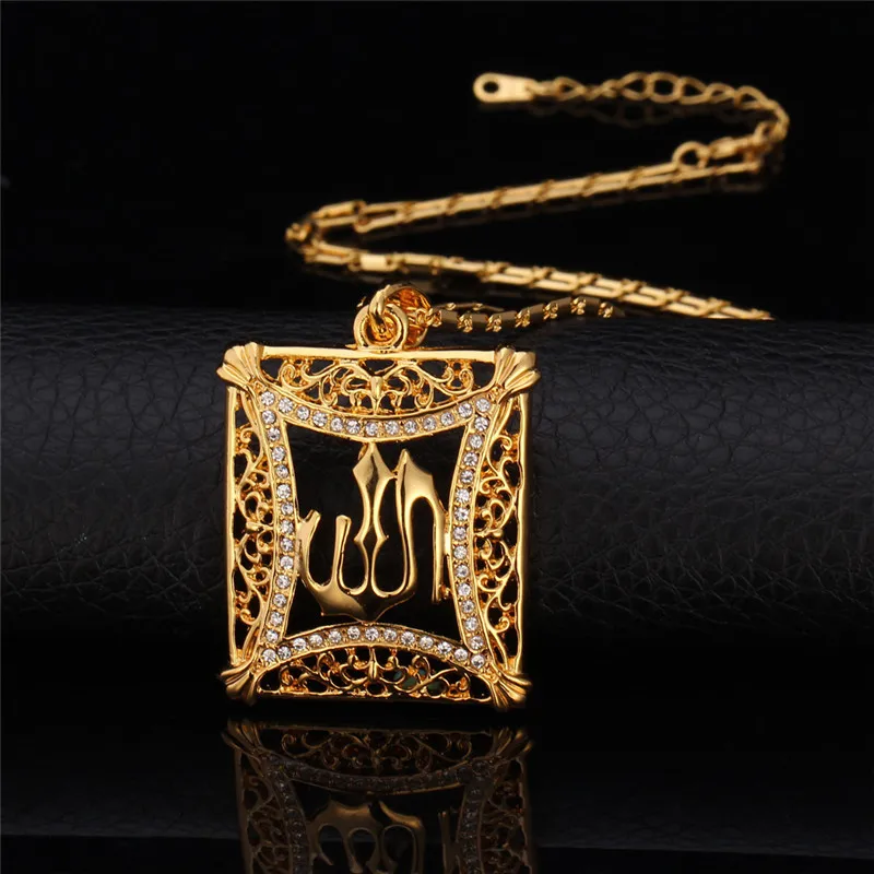 Кулон в стиле K POP золотистого цвета с кристаллами|muslim jewelry|allah pendantislamic charms |