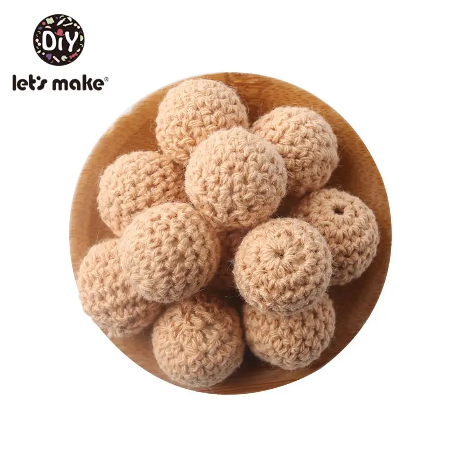 23 Let'S Make 20 мм 10 шт деревянные вязаные бусины жевательные бусины Diy деревянный Прорезыватель жемчужный бисер для детской кроватки игрушка сенсорная погремушка Детская Игрушка прорезыватель - Цвет: 23