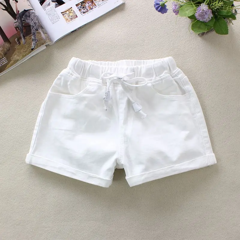 

2021 летние белые женские джинсовые шорты с эластичной резинкой на талии шорты 100% хлопковое платье с карманами в английском стиле Стиль тверд...
