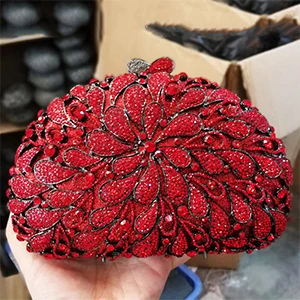 Red Темно-розовый клатч, сумочка, вечерние сумки, клатчи для женщин, на цепочке, с бриллиантами, сумка-мессенджер, Модный женский дневной клатч, женские сумочки с кристаллами - Цвет: Red