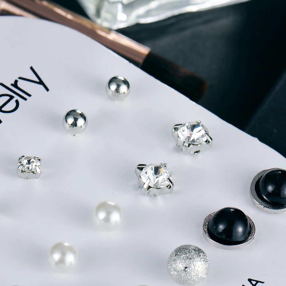 17 км Мода Кристалл бесконечный Стад Комплект сережек для женщин Bijoux Искусственный Жемчужный шар вечерние серьги double eleven