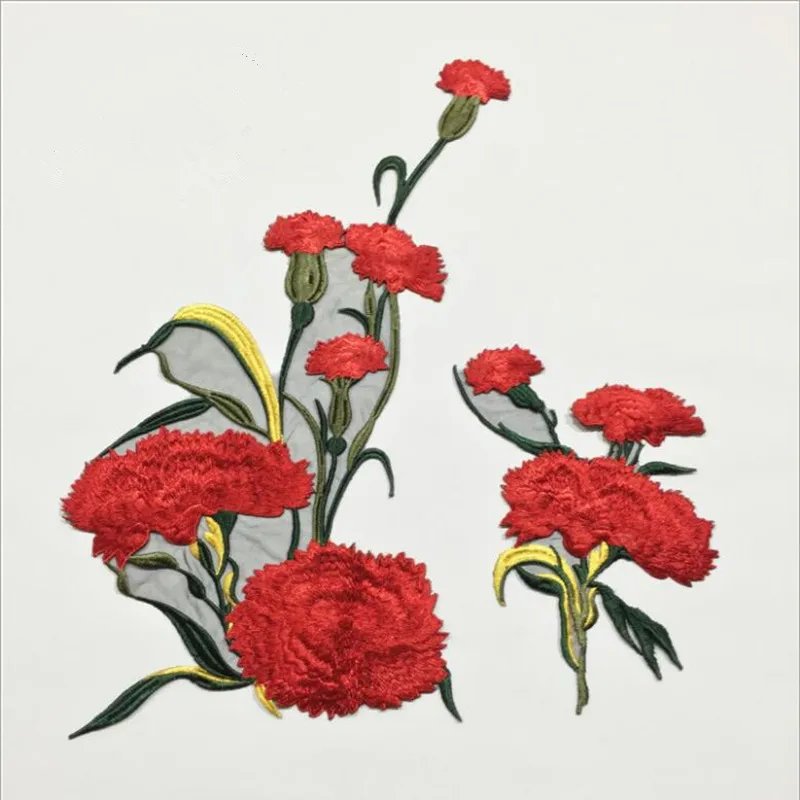 Красная Зеленая Роза цветочная отделка аппликационный мотив Venise вышитый