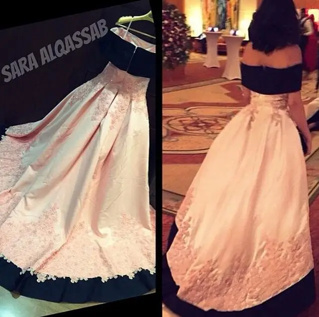 2016 Evening Dresses Off Shoulder Lace Appliques Detachable Arabic Style Long Pageant Prom Gowns Floor Length Satin Party Gown | Свадьбы и