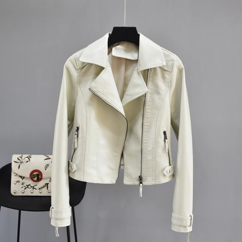 Fitaylor искусственная кожа Женская Осенняя черная панк тонкая короткая куртка