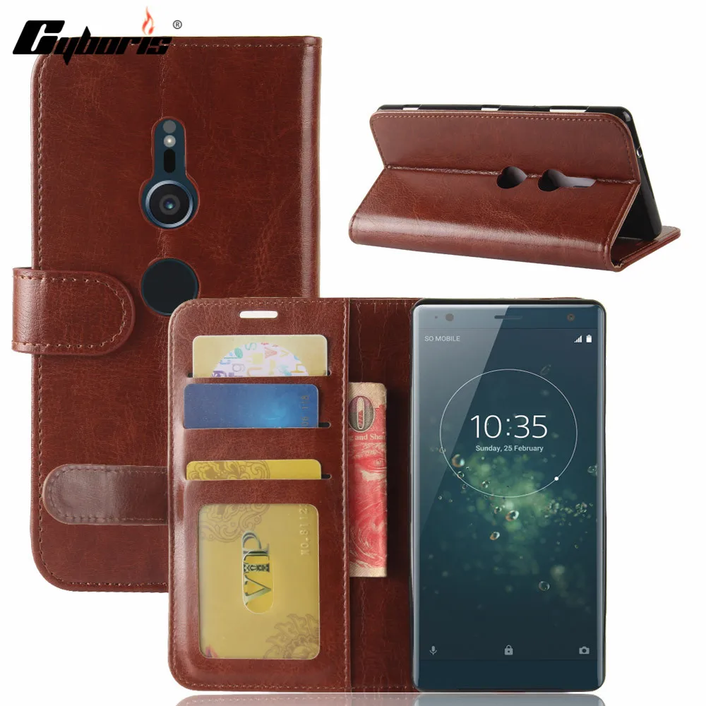 Чехол Cyboris из искусственной кожи для Sony XZ2 чехол s Funda Роскошный Кошелек книжка