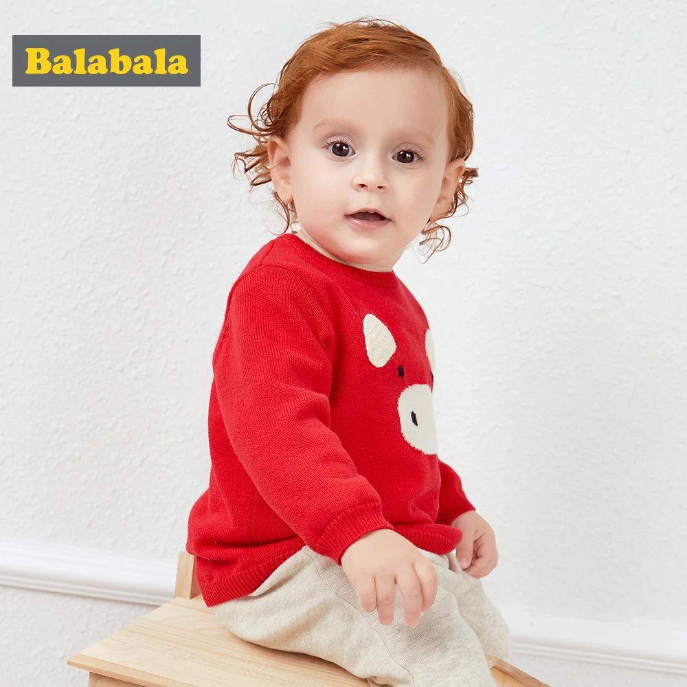 Balabala Baby Graphic Soft Knit Sweater Infant Newborn Boys Girls 100% Cotton Tops Clothes Clothing Open Shoulder |