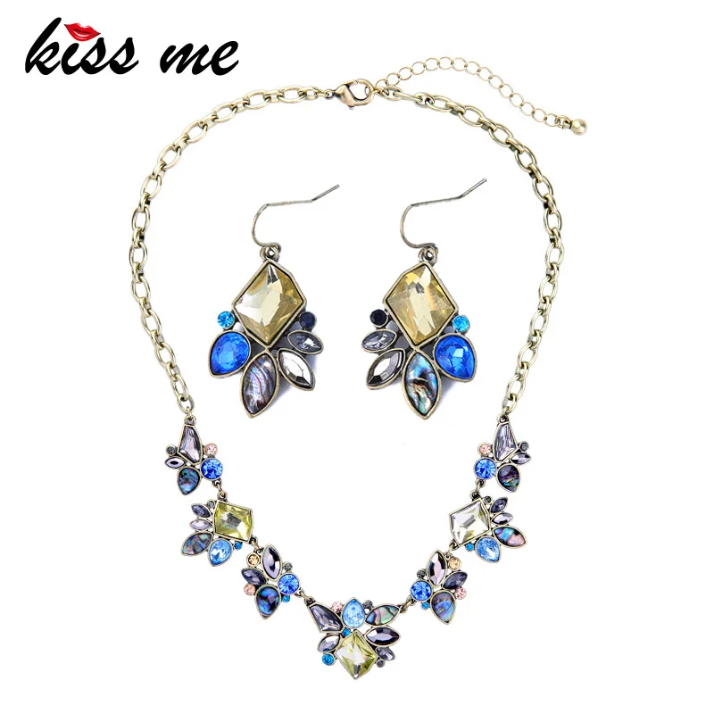 KISS ME Винтажные Ювелирные наборы африканские бусы массивное ожерелье серьги