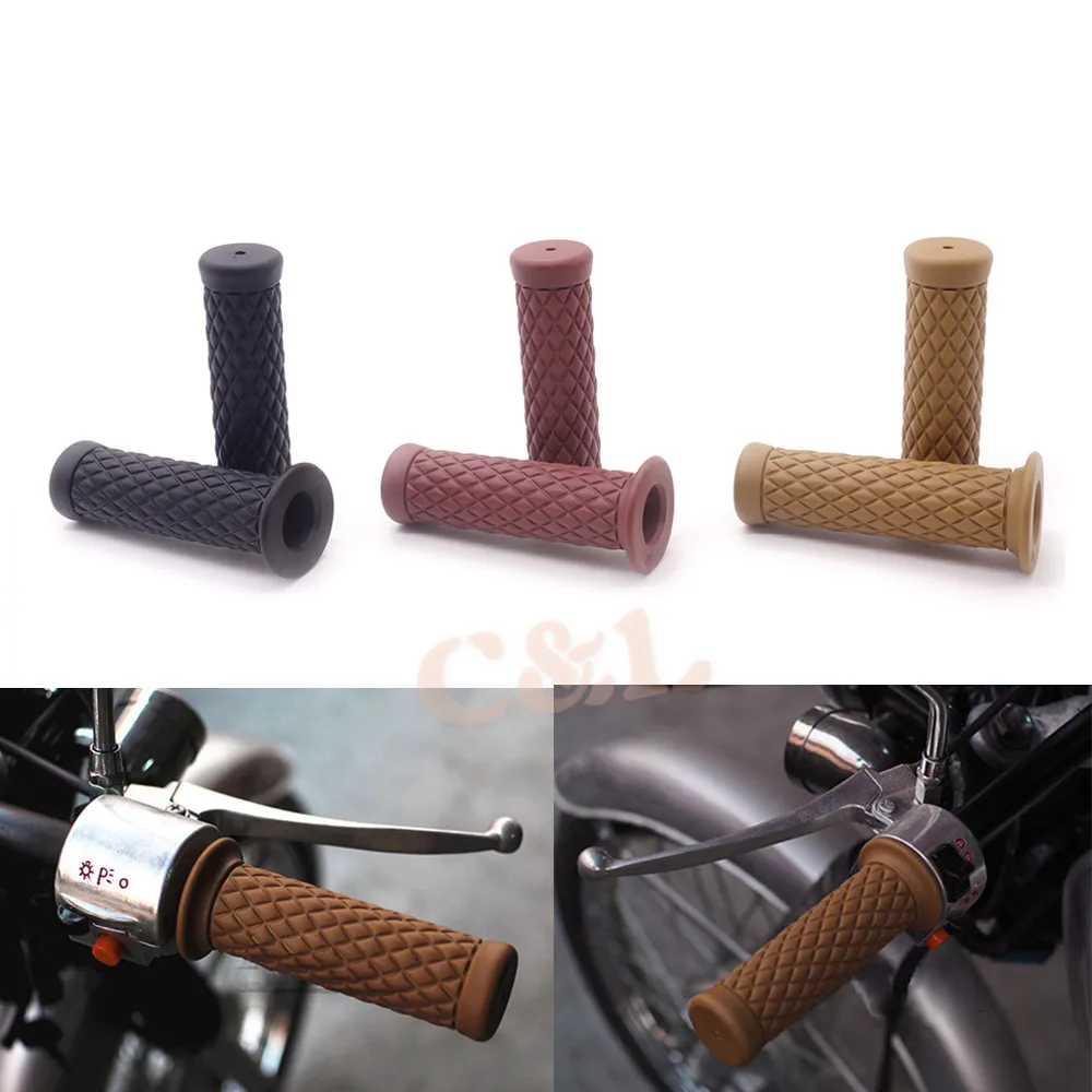 Винтажный резиновый руль 7/8 дюйма для мотоцикла ручка DEUS Triumph Honda Suzuki Yamaha Kawasaki CG125