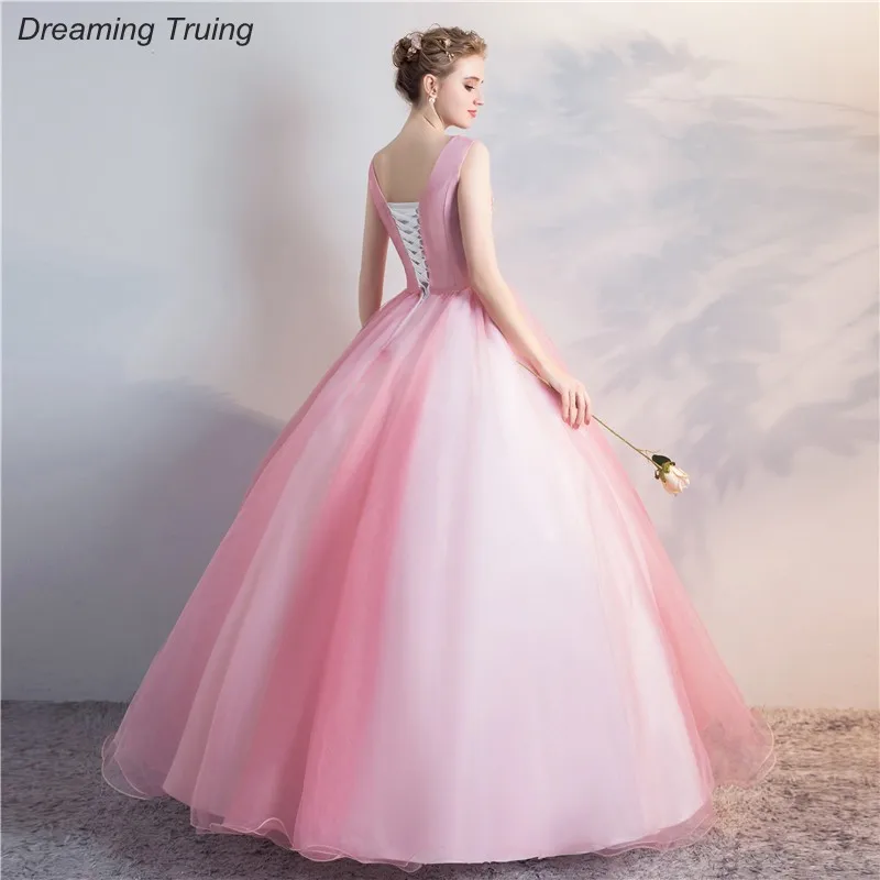 Реальные изображения бальное платье розовое Пышное Платье 3D Цветы для Quinceanera 15