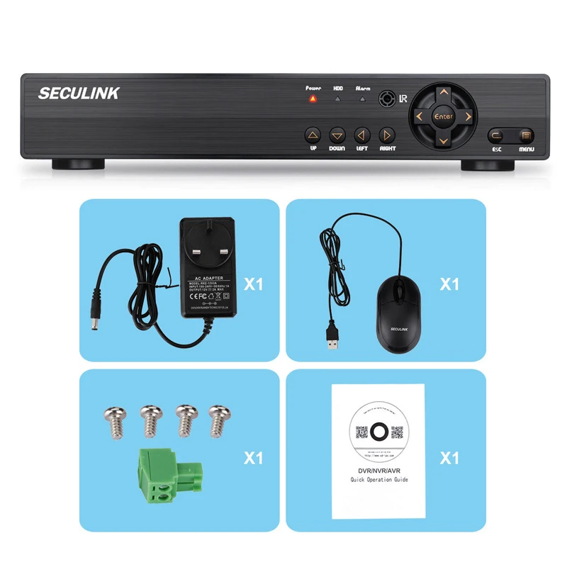 Seculink 16CH 1080N 5-в-1 AHD DVR CCTV регистратор системы наблюдения Высокое разрешение H.264 H.265 сжатия P2P дистанционного Поддержка 2x HDD