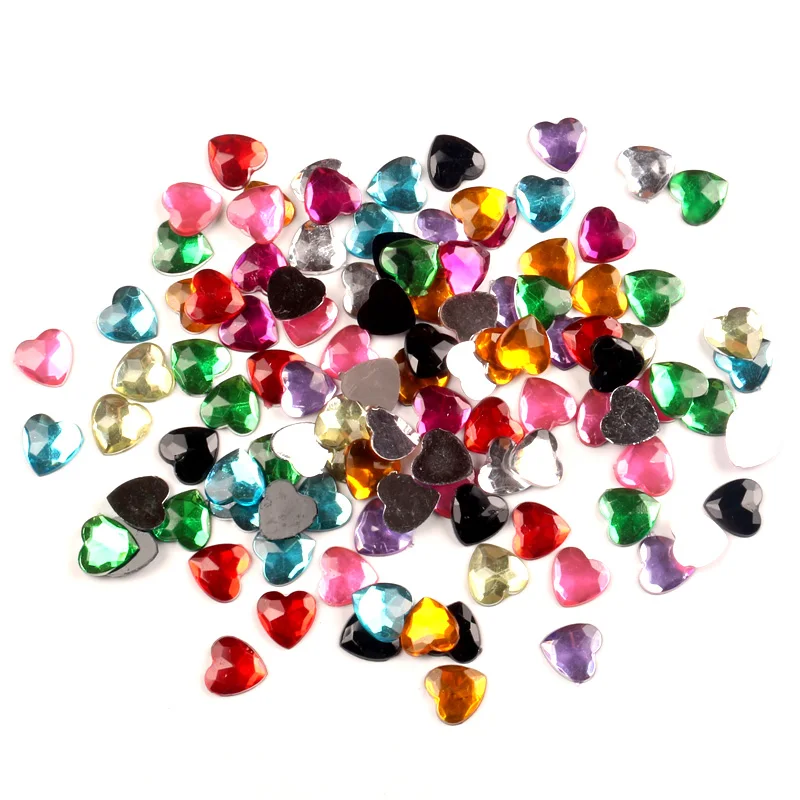 

500Pcs Mixed Heart Acrylic Decoration Crafts Beads Flatback Cabochon Scrapbook DIY For Clothes Embellishments Accessories