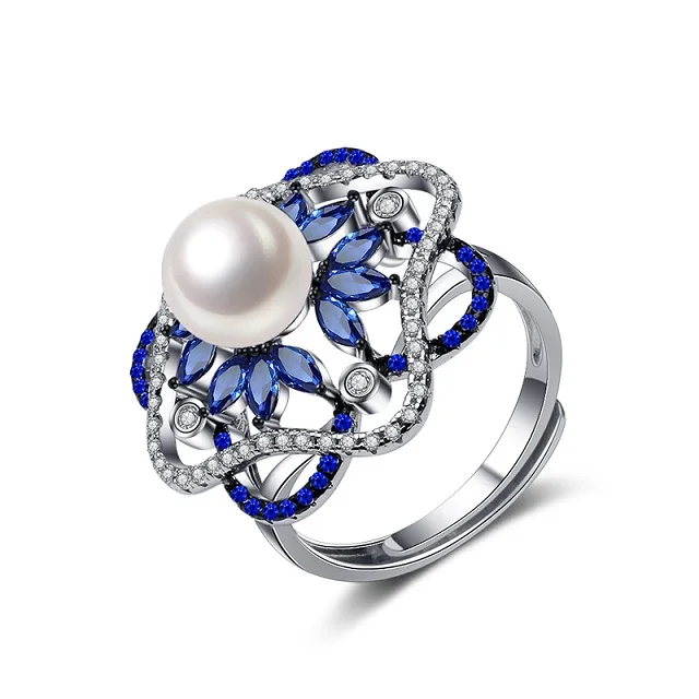 white pearl ring Настоящее кольца из серебра 925 пробы для женщин, модное изысканное кольцо с натуральным пресноводным жемчугом, подарок на день рождения для девочек - Цвет камня: white pearl ring