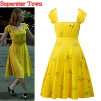 la la land emma stone mia cosplay yellow elegant ladies beauty women long party dresses summer style women dresses costumes
