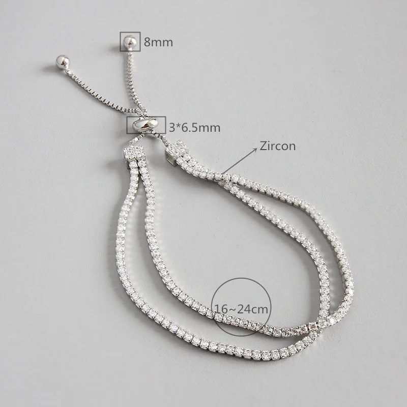 Flyleaf 925 Sterling Silver Bracelets For Women Cubic Zirconia Double Layer Ball Simple Fashion Fine Jewelry &amp Bangles | Украшения и