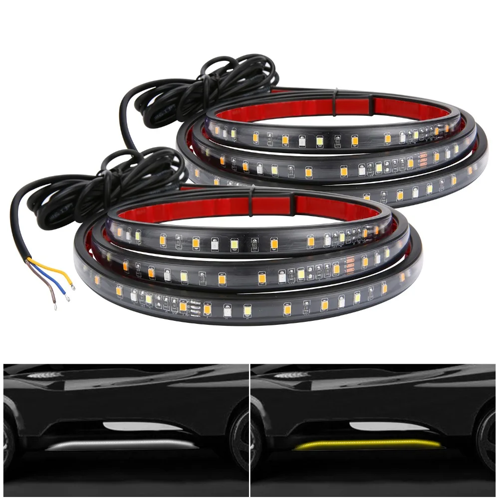 

2pc 60" Side Kick Running Board LED Stripes - [Amber/White] - Sequential Amber Turn Signal, DRL, and White Courtesy Light