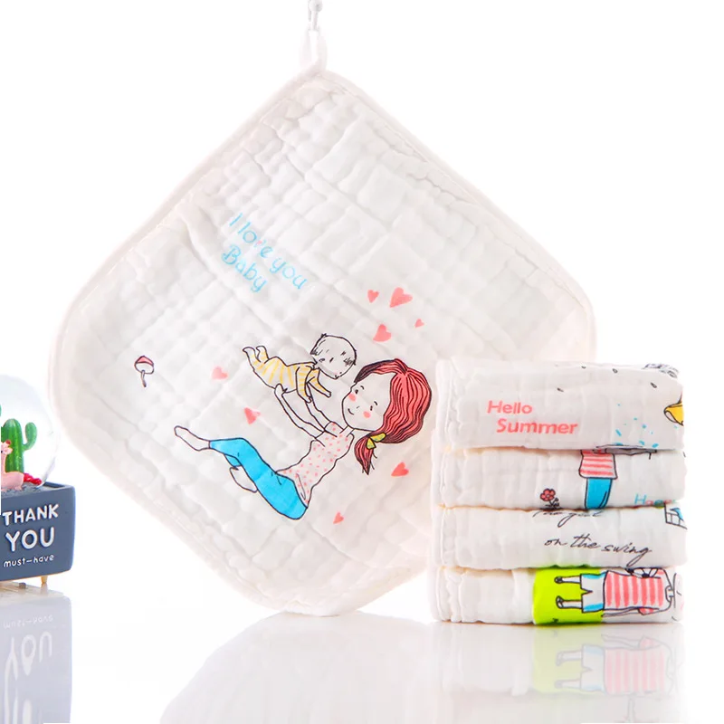 

5pcs/lot Baby Handkerchief Square Fruit Pattern Towel 28x28cm Muslin Cotton Infant Face Towel Wipe Cloth