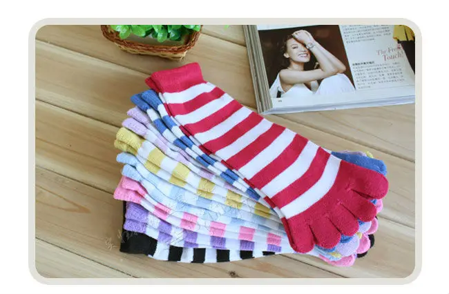 

5PAIRS LADIES GIRLS WOMAN STRIPES TOE SOCKS WAD01