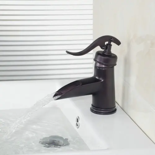 

Single Handle Short Waterfall Bathroom Oil Rubbed Black Bronze Deck Mounted 96108-1/10 Basin Sink Faucet,Mixers &Taps