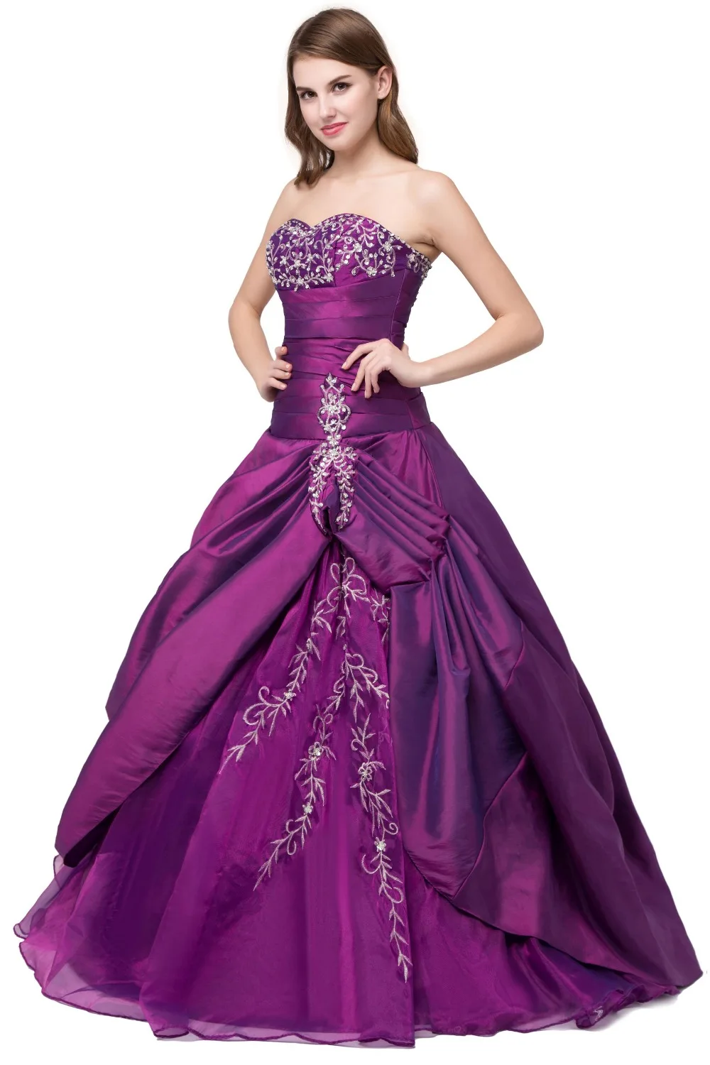 ANGELSBRIDEP милые 16 Бальные платья для Quinceanera милое до пола фиолетовое платье