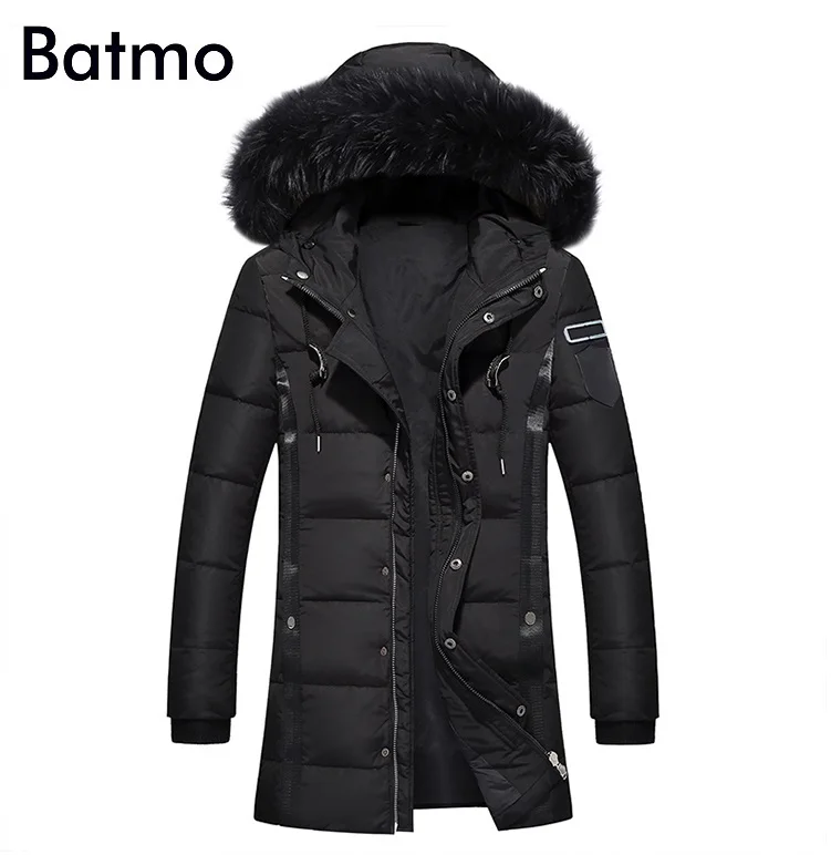 Batmo мужская зимняя куртка с капюшоном на белом утином пуху 4 цвета меховым воротником Новое поступление 2018|coat