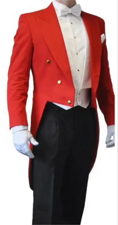 Черный фрак с левым нагрудным карманом белый жилет смокинг на заказ длинным