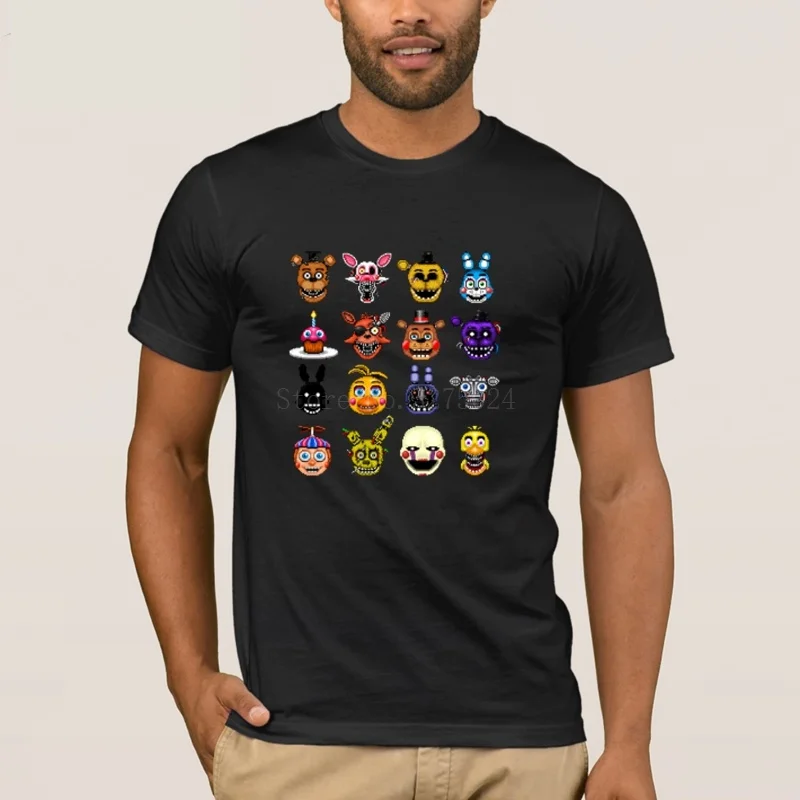 Мужская футболка одежда хип хоп Печать Юмор Fnaf s весна осень узор|Мужские