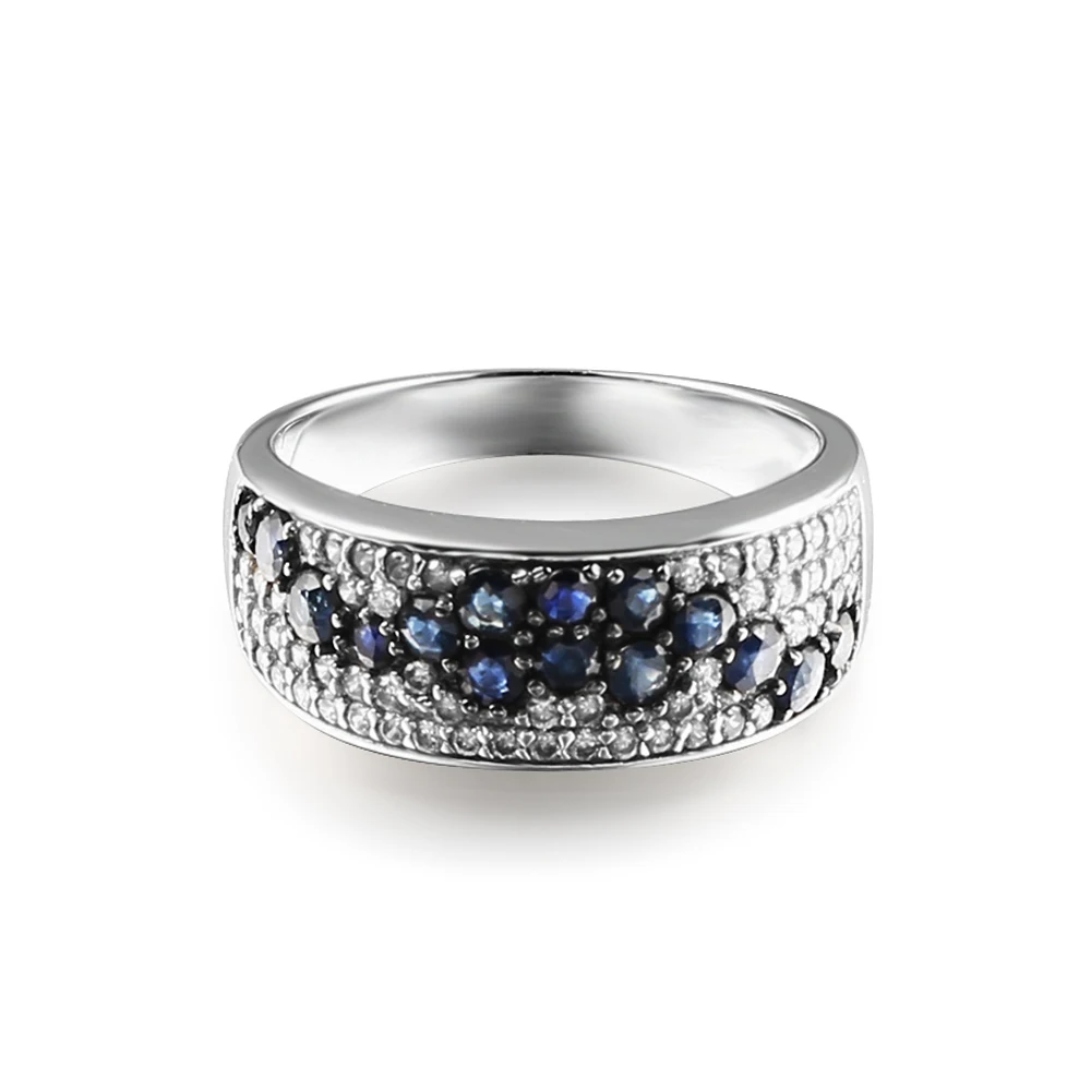 GEM'S BALLET Round Natural Blue Sapphire Gemstone Vintage Jewelry Set 925 Sterling Silver Earrings Ring For Women Wedding | Украшения и