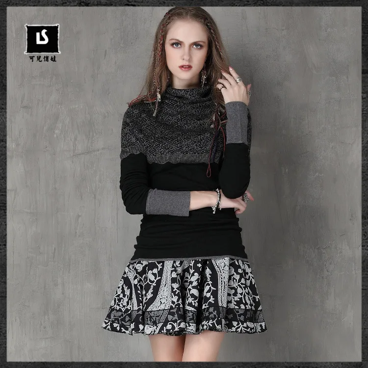 В Новая зимняя одежда 2017 Тонкий ретро жаккард вязаный свитер Blusa Inverno feminino