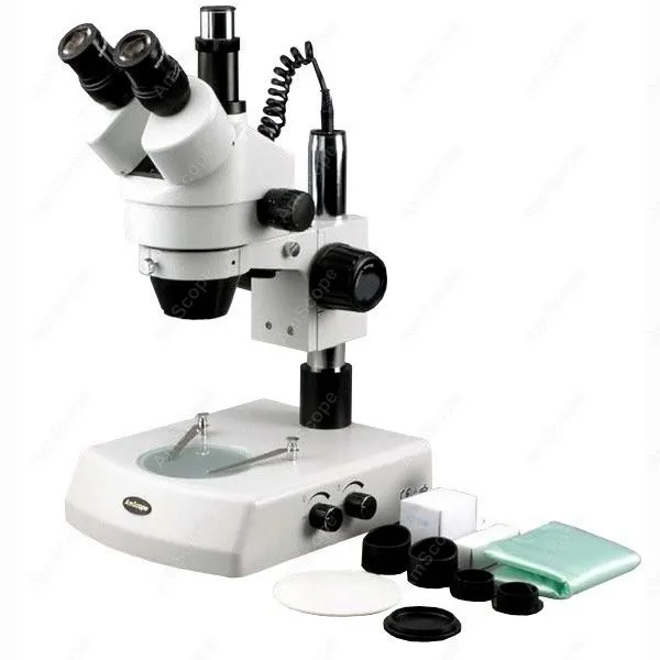 Тринокулярный Стерео микроскоп с зумом амскоп поставки 7X 180X фонариками|microscope