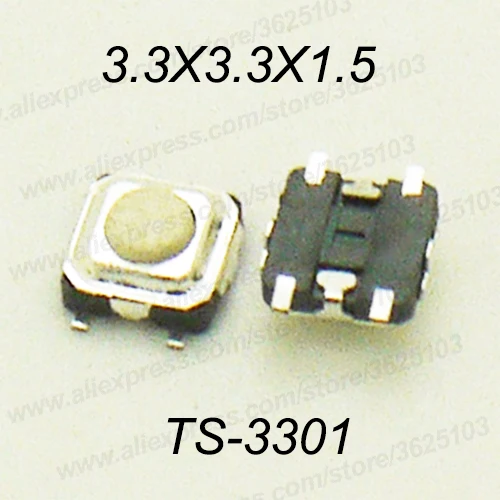 White H 1.5mm 50 шт. 3,3*3,3*1,5 мм/2 мм 4Pin моментальный тактовый переключатель SMT наборы кнопочный переключатель белый/черный TS-3301 - Цвет: White H 1.5mm