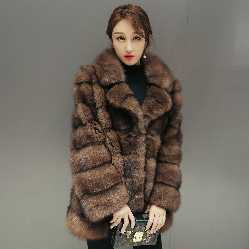 Фото Роскошное меховое пальто для женщин Россия Соболь высокого класса Высокое