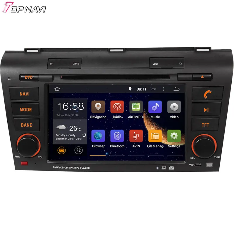Topnavi 7 ''четырехъядерный Android 6 0 Автомобильный DVD плеер для MAZDA 3 2004 2005 2006 2007 2008 2009