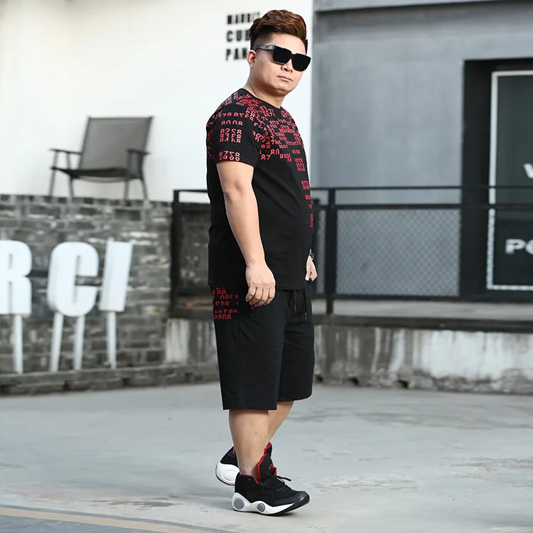 

New Summer Men Casual Sets T Shirt Short sleeve O-neck Print Knitted fashion high quality obese plus size 3XL4XL5XL6XL7XL8XL