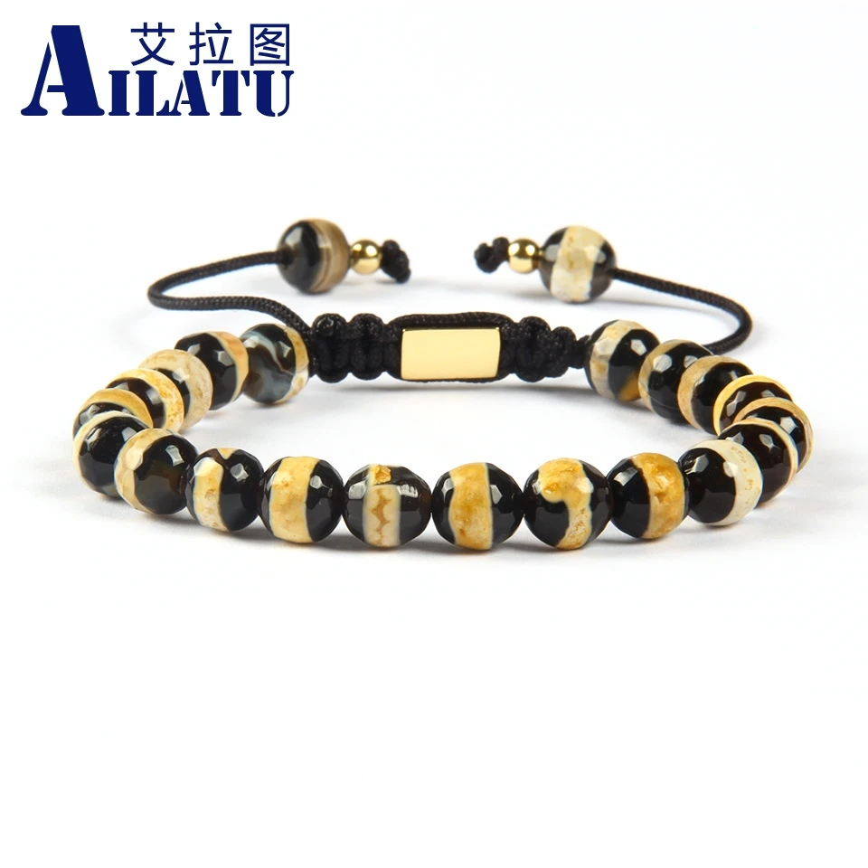 Браслет Ailatu 8 мм из натурального камня для медитации макрама|macrame bracelet|bracelet macramegift