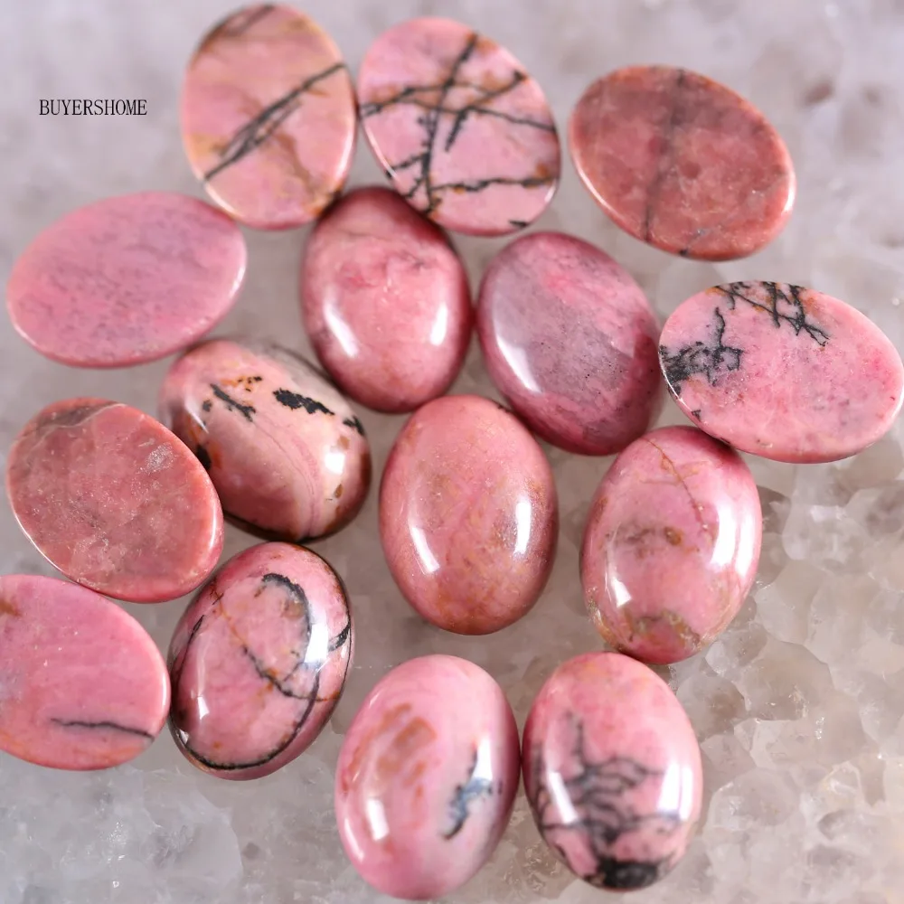 

18x13MM CAB Cabochon Oval Natural Stone Beads Pink Rhodonite For Jewelry Making Necklace Pendant Bracelet Earrings 10Pcs K1613