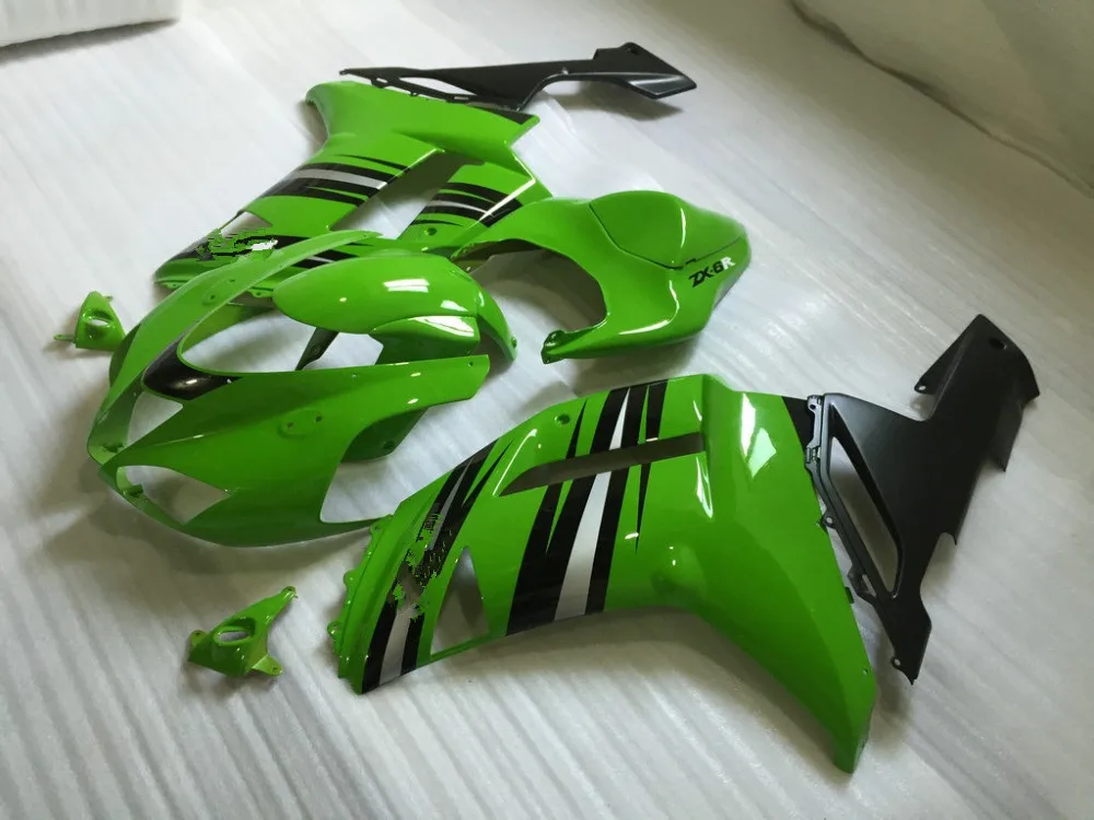 Набор обтекателей мотоцикла для KAWASAKI Ninja ZX6R 07 08 636 2007 2008 zx 6r Новое зелено черные