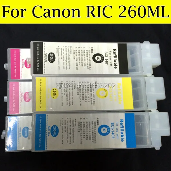 6 Color For Canon BCI-1401 BCI1401 Refillable Ink Cartridge For Canon W6400 W6200 W7250 With Compatible Chip